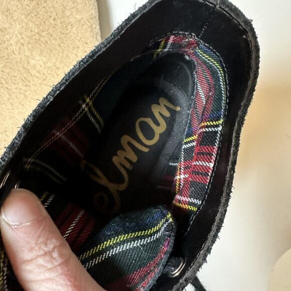 Sam Edelman Bleecker Black Suede Leather Ankle Booties Womens Sz. 7.5 Lace Up LN - Picture 8 of 16